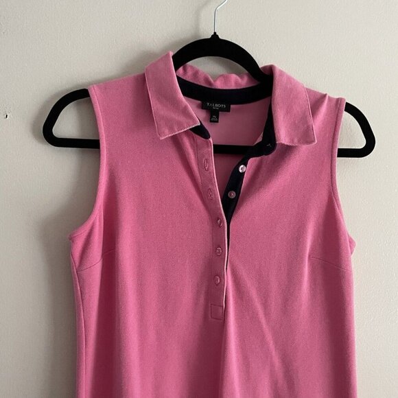 Talbots Petites Women SZ MP Pink Sleeveless Collared Polo Style Shirt Dress - Picture 4 of 8
